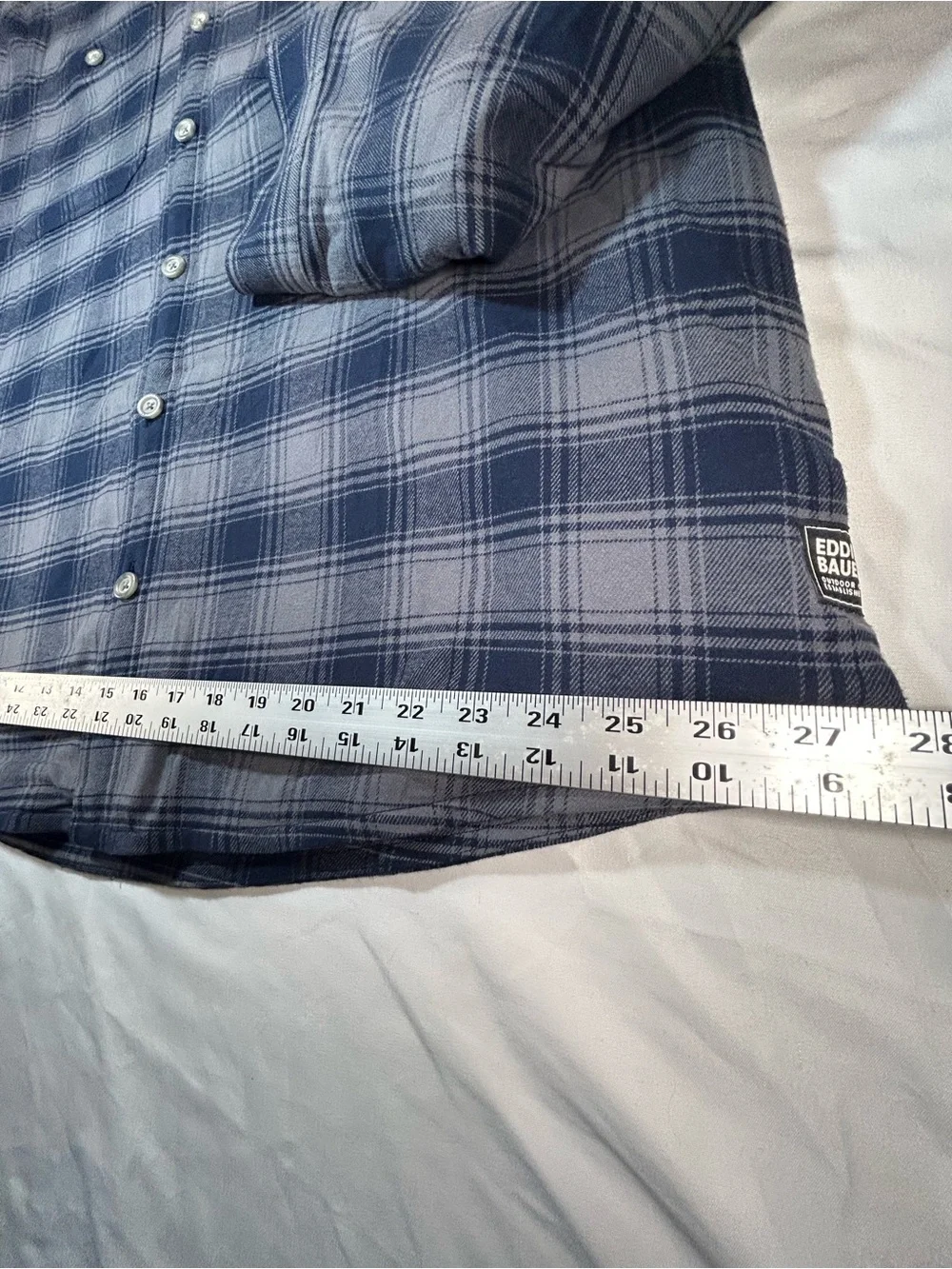 Eddie Bauer Blue and Gray Plaid Lightweight Shirt Jacket
